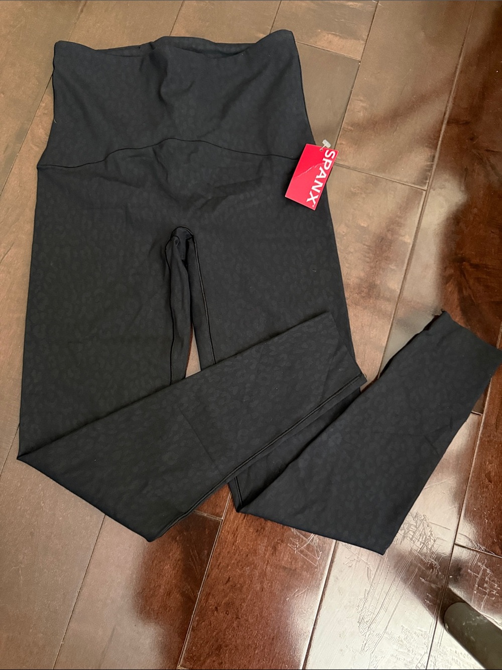 SPANX Black High-Waist Embossed Sculpting Leggings